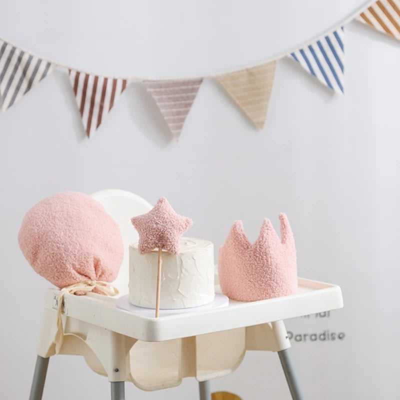 Baby Teddy Velvet Balloon Crown Hat Headwear Star Fairy Stick Happy Birthday Party Decoration Newborn Photography Accessories