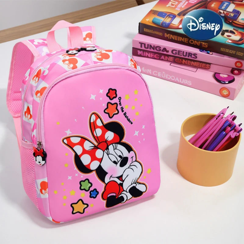Minnie Print Backpack Large Capacity Lightweight Children's Schoolbag Casual Nylon Cute Knapsack
