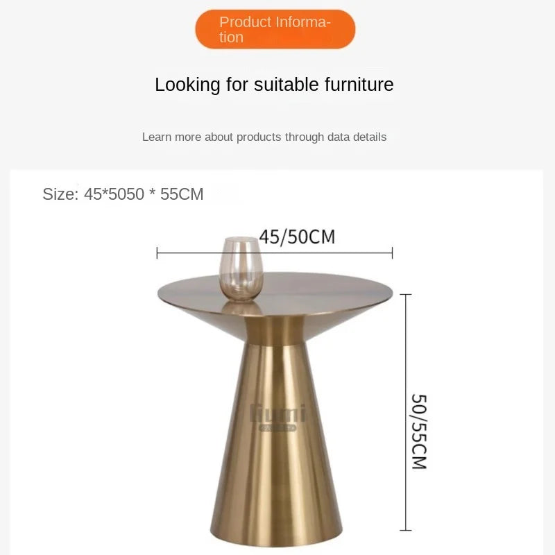 Nordic Modern Stainless Steel Titanium Small Coffee Table Italian Simple Round Small Apartment Stainless Steel Coffee Table 2024