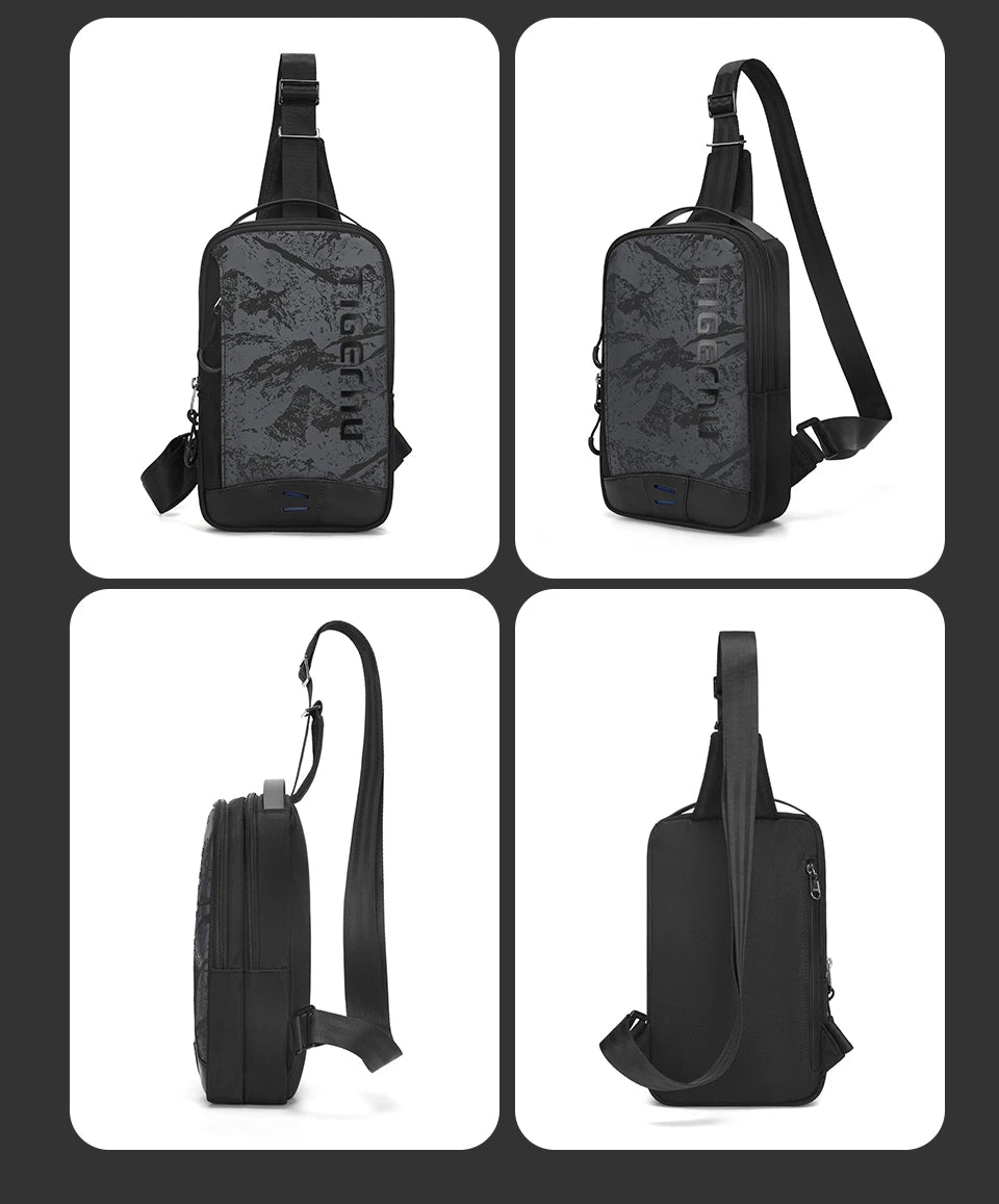 Tigernu Chest Bag For Men Cool Style Men Shoulder Bag 9.7inch IPad Bag Casual Male Crossbody Bag Lightweigt Mini Bags
