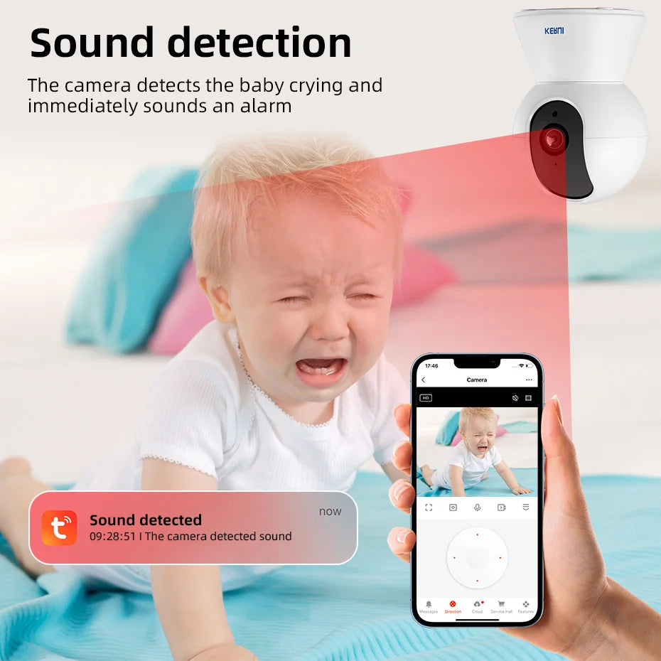 KERUI Mini Indoor Wireless 5MP Tuya Smart WiFi IP Camera Home Security CCTV Surveillance Camera With Auto Tracking Onvif