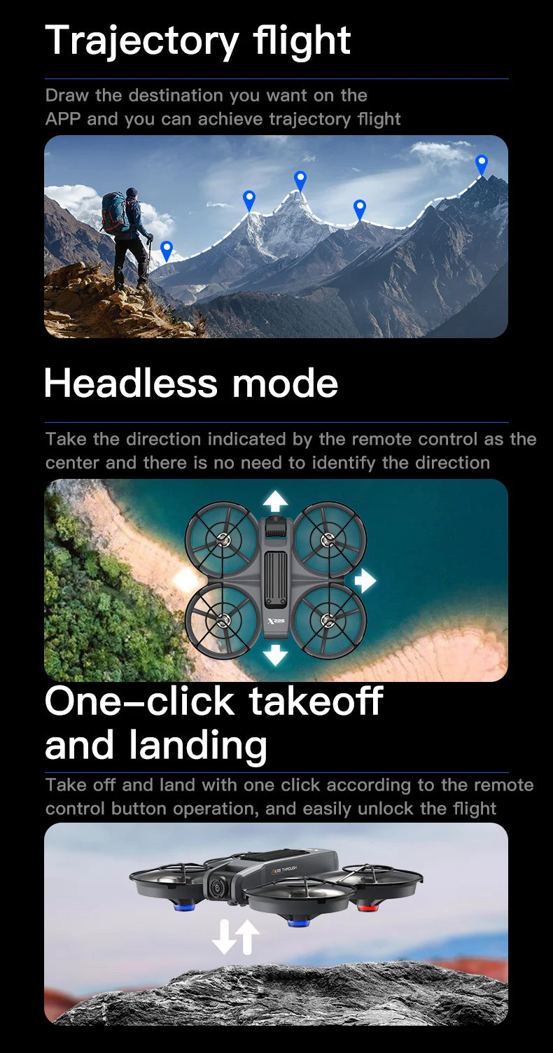 DWi X226 VR FPV Drone 4K HD Dual Camera Aircraft Brushless Motor WIFI 5G RC Quadcopter Optical Flow Positioning Mini Drone Toys