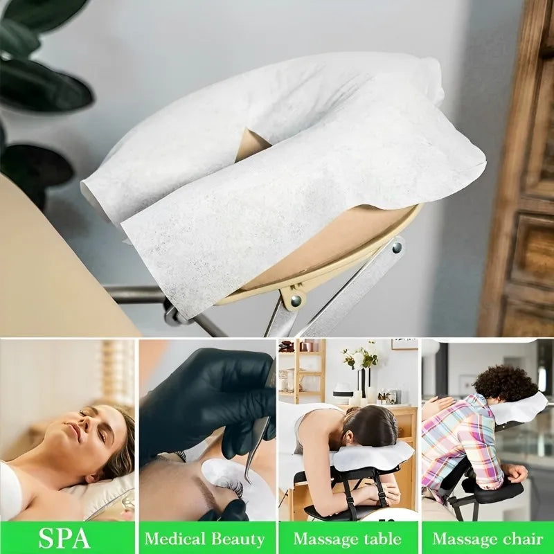 500/100pcs Disposable Face Cradle Covers Headrest Massage Pillow Paper Soft Non-Woven Face Covers for Spa Salon Beauty Supplies
