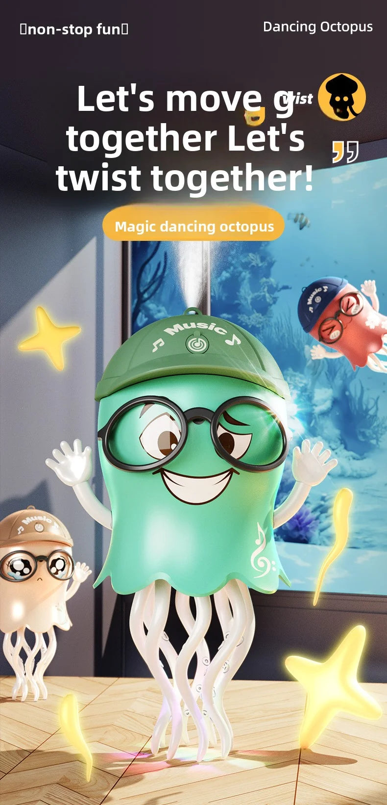 Dancing Octopu Kid Electronic Pet Toys Cartoon Interactive Development Moving Education Toddler Toy Gift Creative Christmas Gift