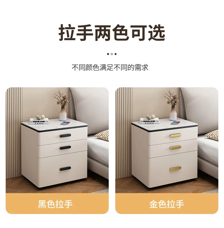 Safe Luxury Bedside Table With Lock Secret Compartment Glamour Metal Nightstands Designer Multifunctional Criado Mudo Furnitures