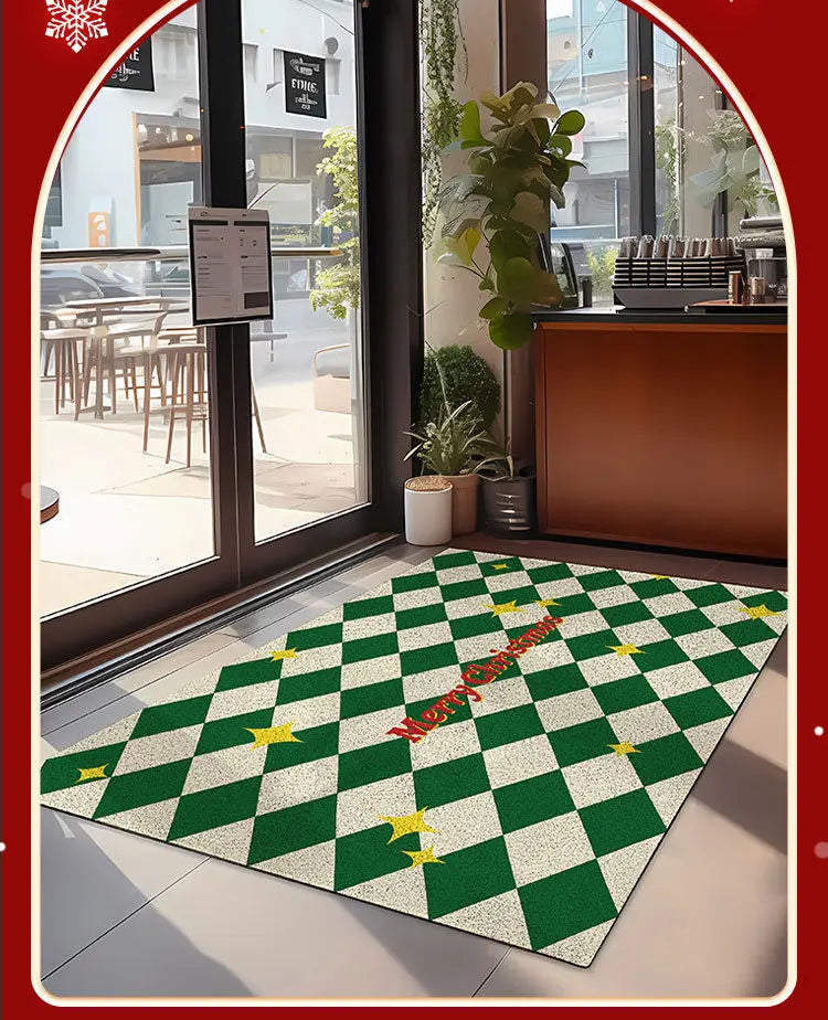 Christmas Festive Style Wire Loop Mat Carpet For Living Room Entrance Door Non-Slip Home Decoration