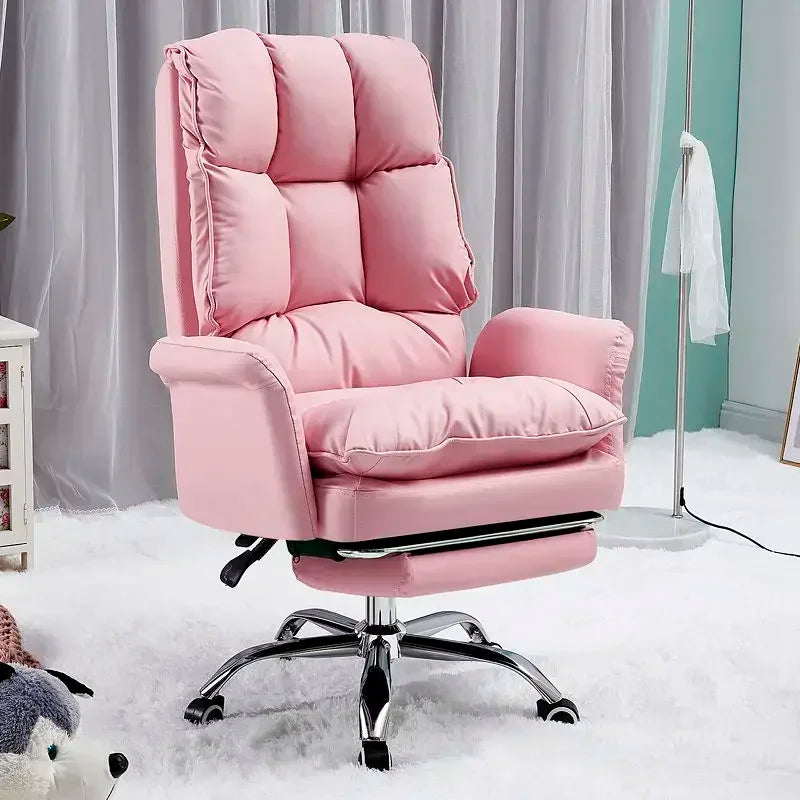NEW PU Leather Office Chair Pink Gaming Chair Computer Swivel Gamer Live Ergonomic Chair Home Bedroom Sofa Armchairs Furniture