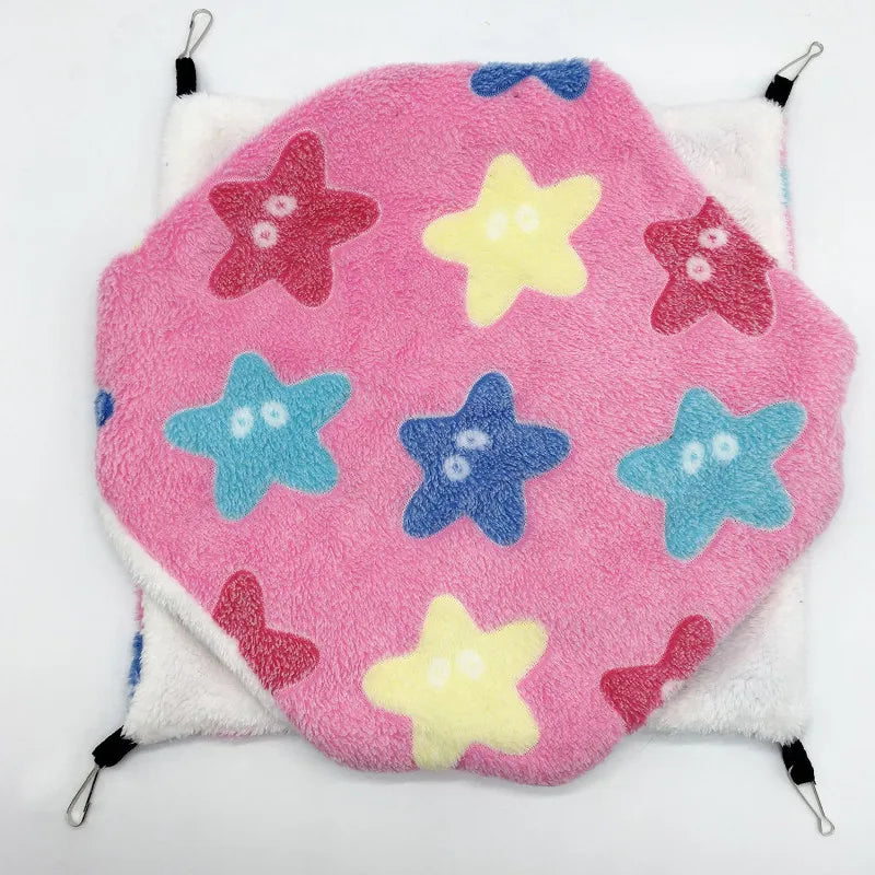 Hamster Hideout Cage Print Fleece Guinea Pig Sugar Glider Sleeping Bed Rodent Hammock Rat Little House Animals Supplies