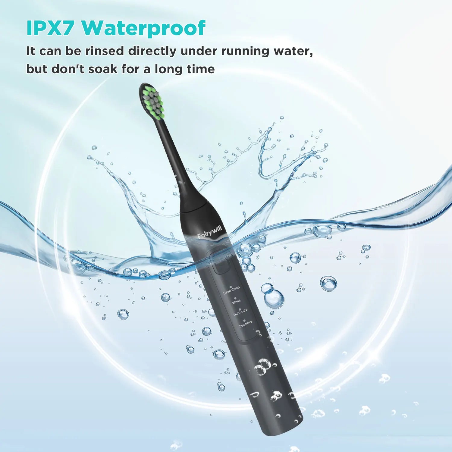 Fairywill Electric Sonic Toothbrush USB Charge FW-Y05 Rechargeable Waterproof Electronic Tooth Brushes Replacement Heads Adult