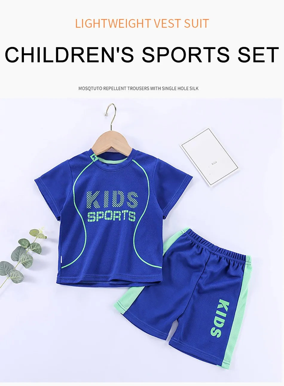 Children Summer Short Sleeve Football Basketball Suit Clothing Set Boy Girl Jersey Quick Drying Breathable Kids Sports Wear