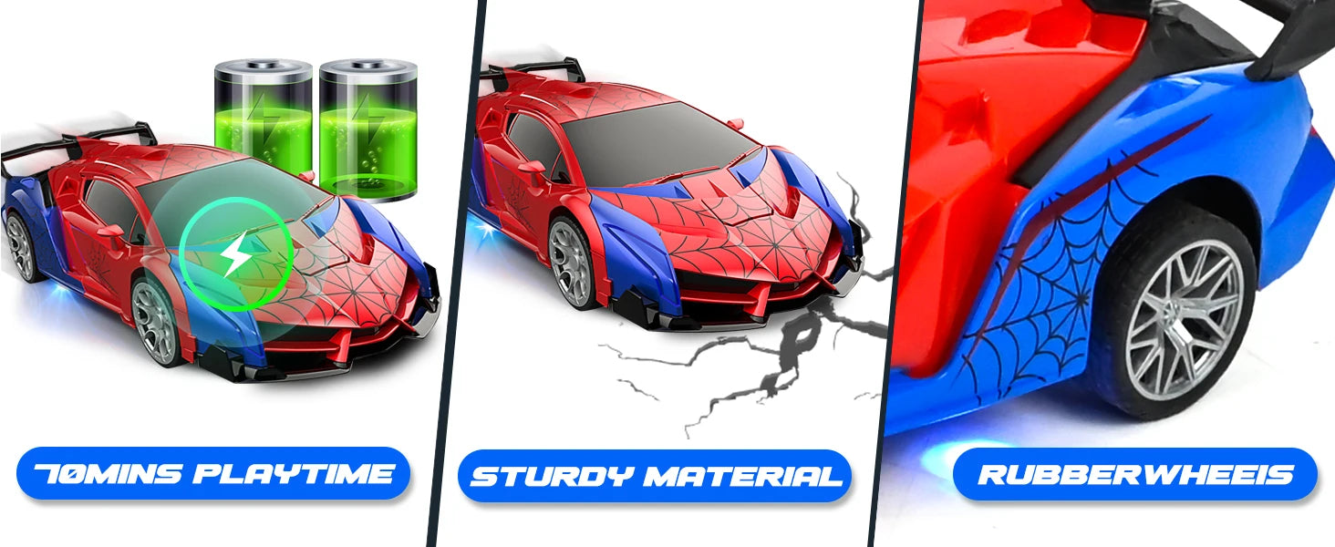 2.4GHz Deformable Spider Remote Control Car - Robot Car with Stunts, Rechargeable Battery & LED Lights, Toy Gift for Boys Girls