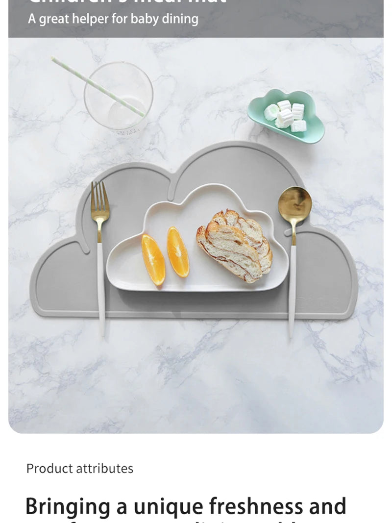 Cloud style Pet Feeding Mat for Cats and Dogs with Nonspill Nonslip Waterproof Leakage Food Easy to Clean Silicone Placemats