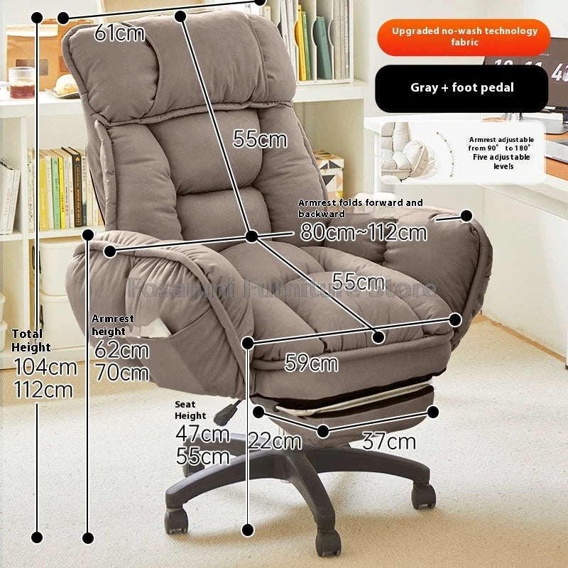 High-Back Gaming Recliner Chair Home Office Comfort Soft Desk Chair Ergonomic Wide Seat Computer Chairs with Adjustable Armrests