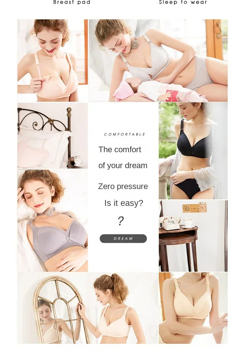 Maternity Nursing Bra Pregnant Women Mother Mama Open Breast Bra Cotton Wire Free Sleep Underwear Lactating Nursing Bralette