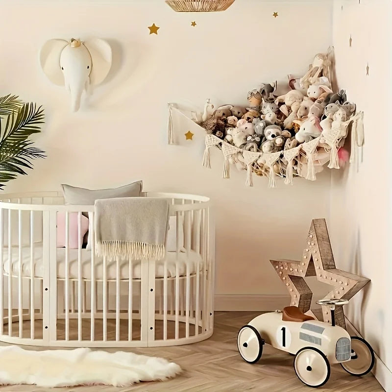 Jumbo Plush Hammock - Cute Stuffed Animal Storage Net, Nursery & Bedroom Wall Decor.