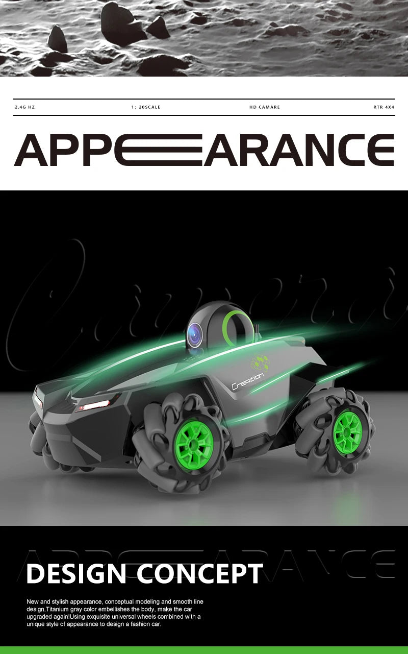 RC Car 1:20 With Video 2.4G WIFI FPV HD Camera Car 360° Rotation Stunt Camera Car Kids boy toys