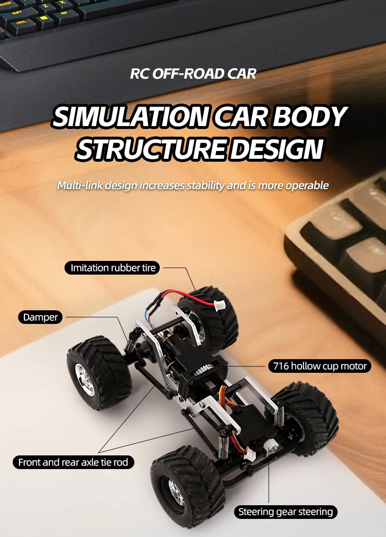 1/36 RC Crawler Car 4WD Mini Radio Control Off-road Vehicles Light System RC Car Remote Control RTR Hobby Model Gift