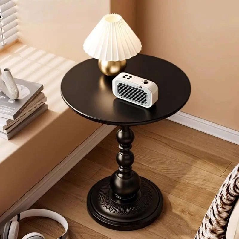 Metal Small Round End Table,Vintage Bedside Drink Table Nightstand Modern Accent Pedestal Tables Coffee Tables for Living Room