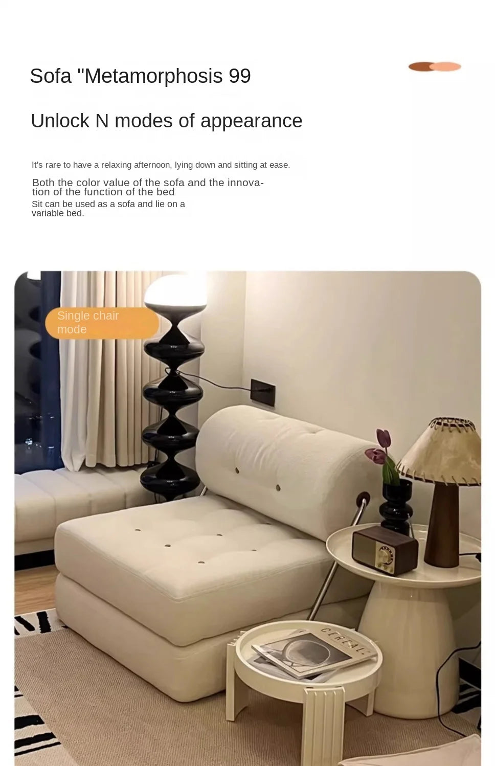 X&D Cream Style Lamb Fleece Leisure Folding Sofa Bed Fold Dual Use Single Small Unit Living Room Balcony Leisure Sofa Lazy Sofa