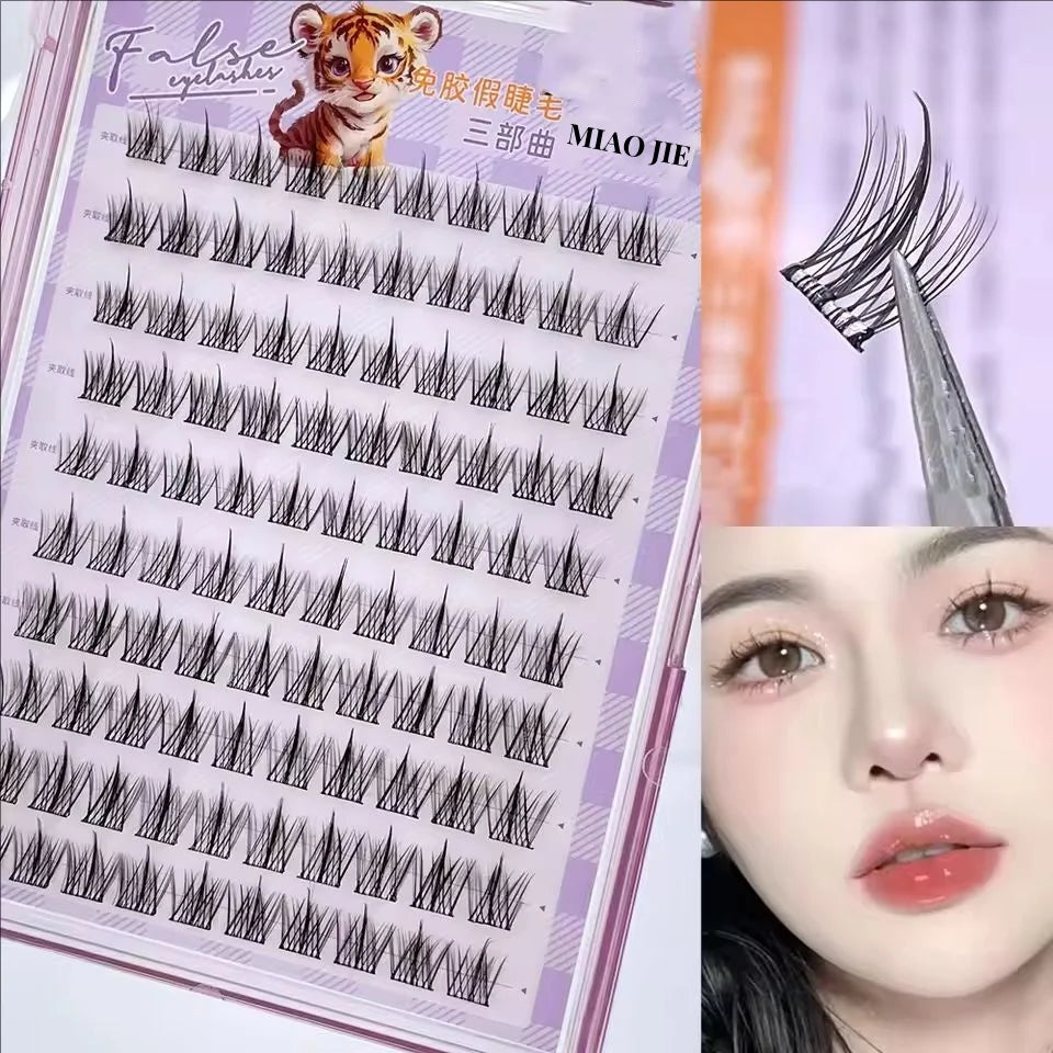 MIAOJIE No-Glue False Eyelashes - Easy 3-Step Application Natural Look Large CapacityPerfect for Beginners with Sunflower Design