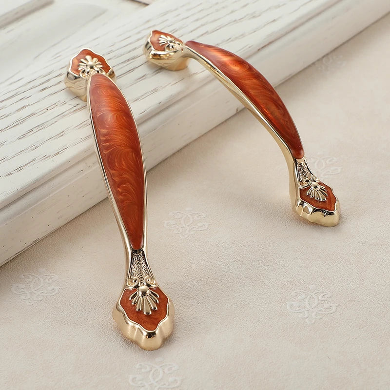 YM Red Amber Cabinet Handles Drawer Knobs for Kitchen Dressers Closets Wardrobe - Furniture Storage Door Pulls