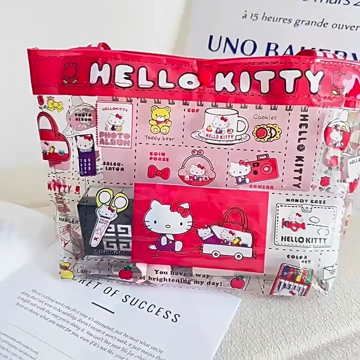 HelloKitty Girl Cat PVC Handbag Adorable Cute Clear Waterproof Large Capacity Swimming Bag