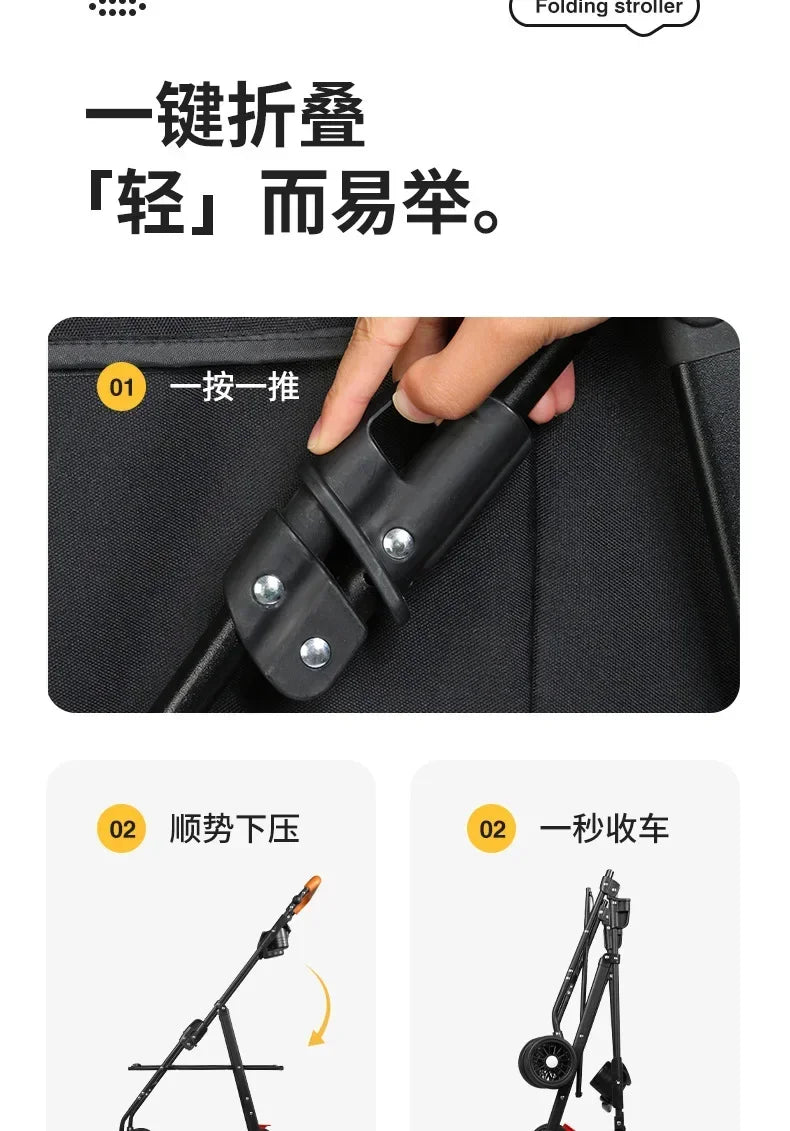 Pet Stroller Dog Cat Large and Small Dog Out Pet Cart Outdoor Travel Lightweight Foldable Cat Supplies