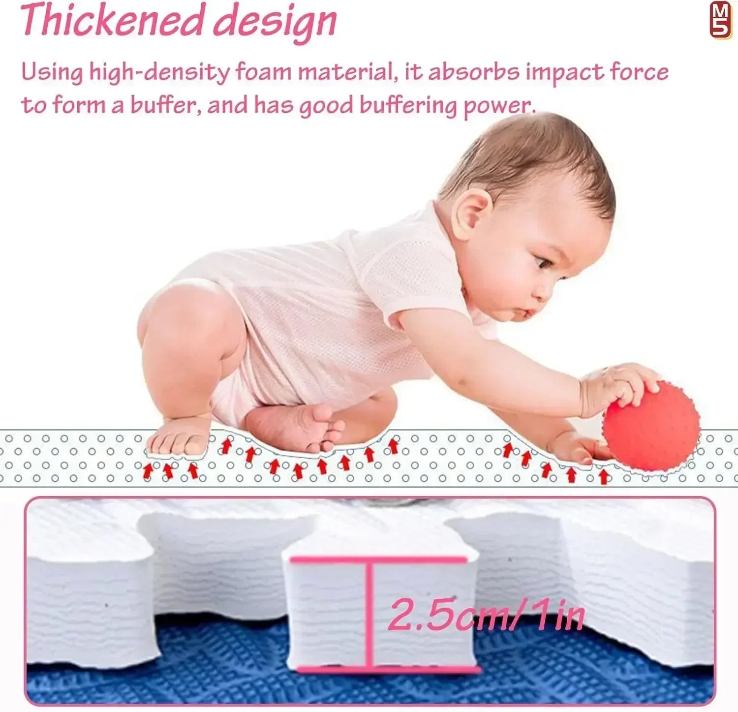 8Pcs/2.5cm Thick Nonslip Baby Crawling Play Mat Soundproof Puzzle Gym Mat for Children's Room and Eco-Friendly Puzzle Mat