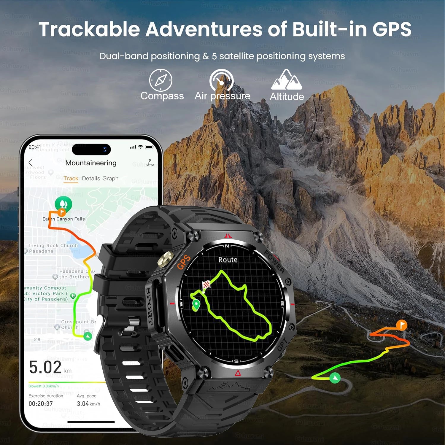 Military Smart Watch T-Rex 3 Bulit-in GPS Compass Altimeter Barometric 10ATM IP69K Waterproof AMOLED Bluetooth Call Smart watch