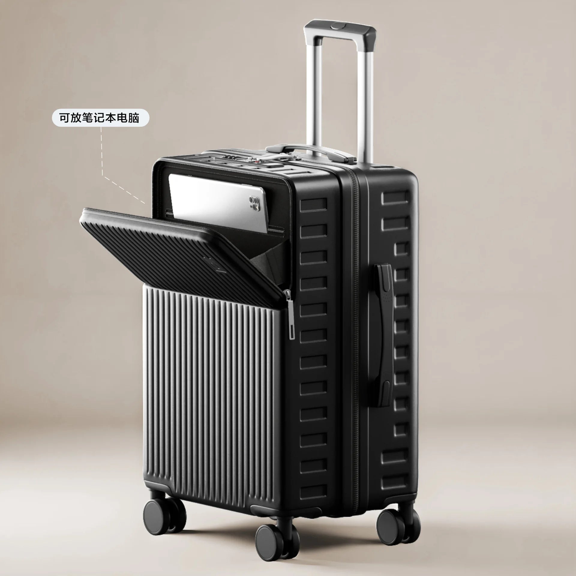 20"24"26 Inch Travel Suitcase Front Opening Luggage Laptop Boarding Case USB Charging Trolley Case with Wheels Carry on Luggage