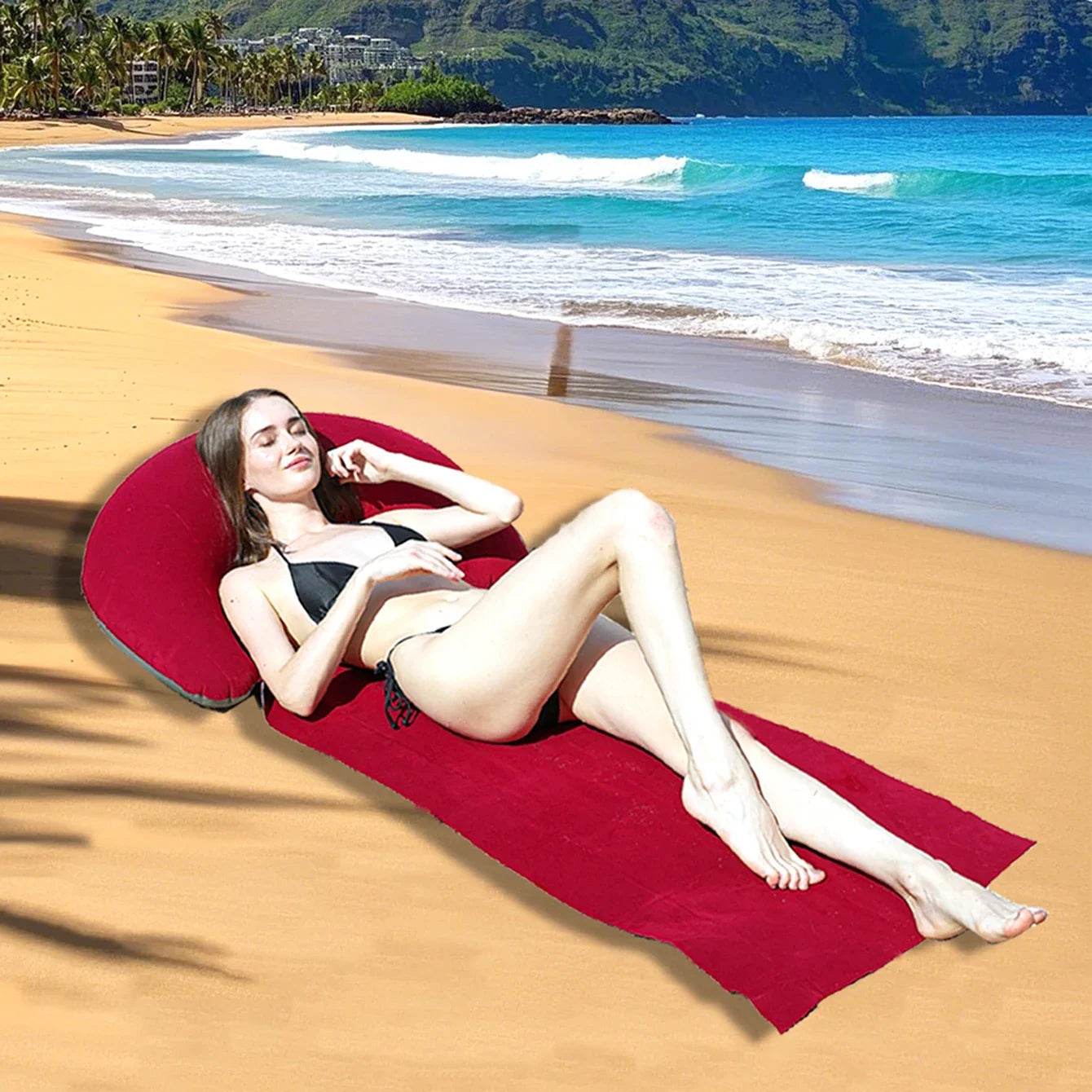 Outdoor Camping Foldable Inflatable Beach Mat Compact Convenient and Simple Camping Outdoor Mat Suitable For Beach Parties