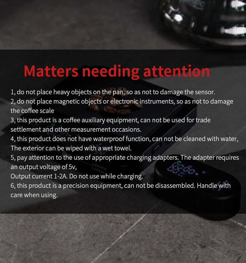 Bincoo Professional Coffee Scale Electronic Scale Coffee Powder Weighing Accurate Weight 0.1g Split Screen Display Barista Tool