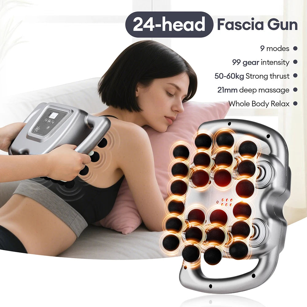 42-Heads Fascia Gun High-Frequency Vibration Body Massage Gun Back and Waist Massager Neck Shoulder Massager Muscle masajeador