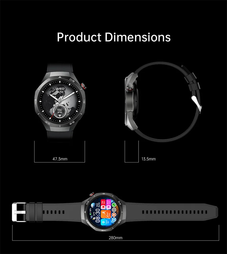 2025 New GT5 Pro GPS Track Smart Watch Men 360*360 AMOLED Screen NFC BT Call Waterproof Health Monitor Man Smartwatches IOS