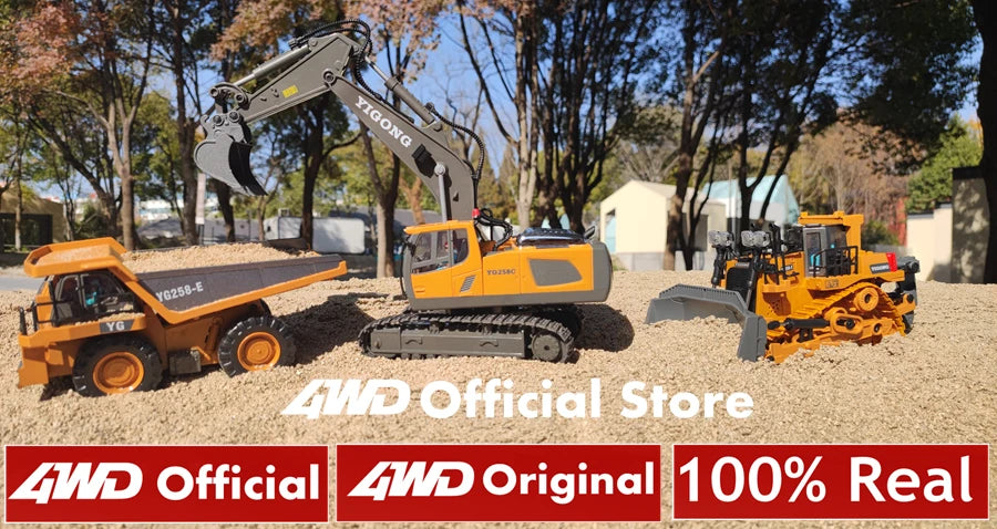 4WD Remote Control Excavator 4x4 Alloy Dump Truck Bulldozer Radio Model RC Car Construction Vehicle Toy Children Kids Gifts