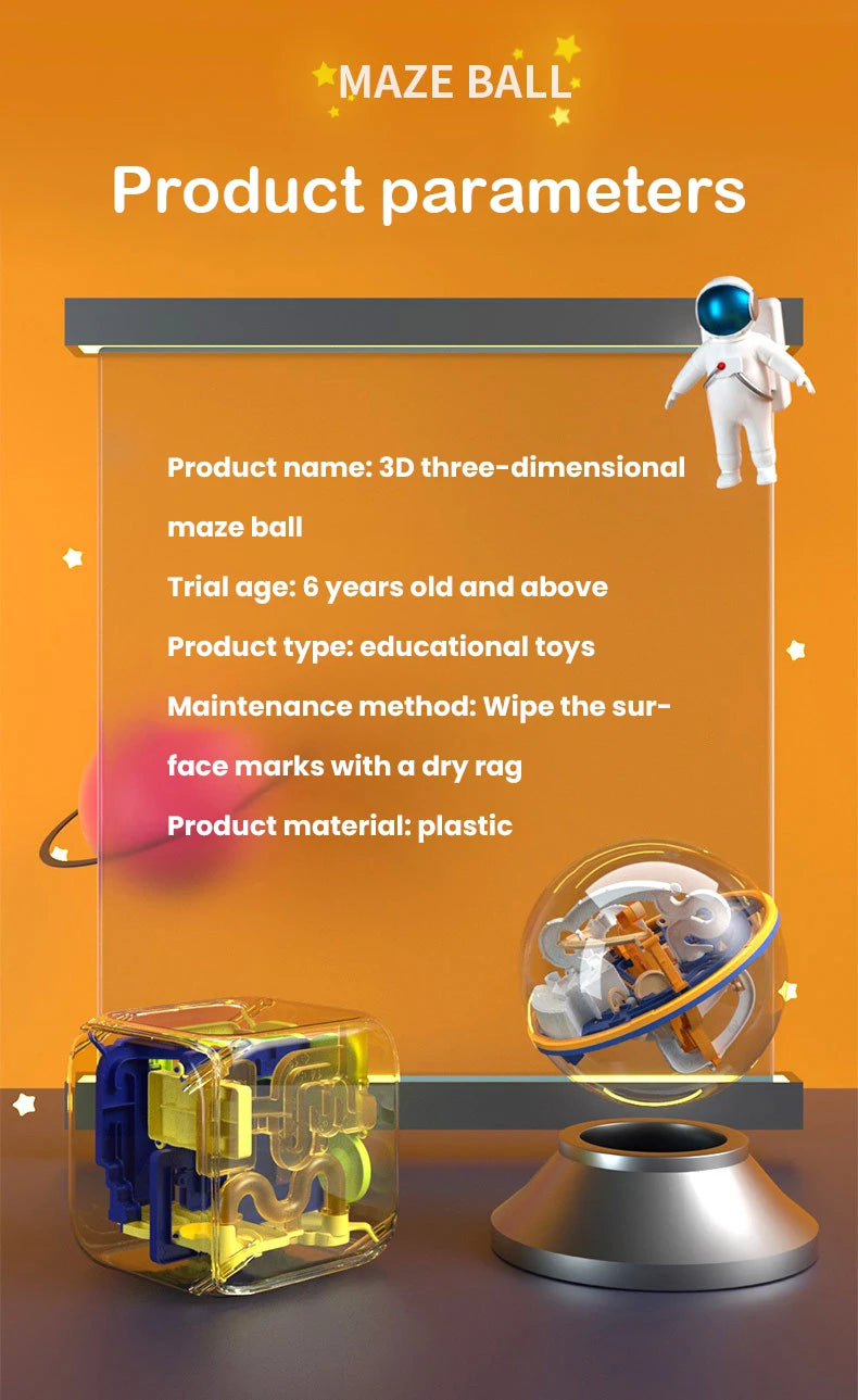 3D Puzzle Ball Maze Toy Children Challenge Obstacle Game Labyrinth Ball 3D Maze Montessori Puzzle Balance Traine Clearance Game