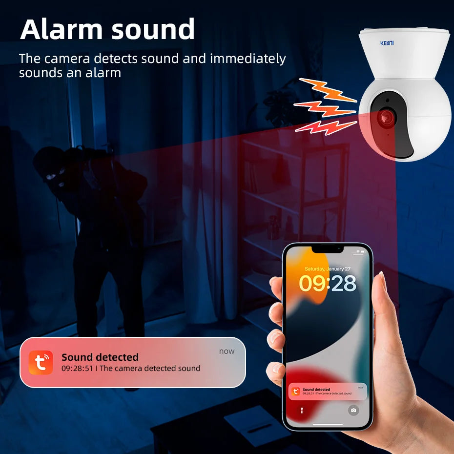 KERUI Mini Indoor Wireless 5MP Tuya Smart WiFi IP Camera Home Security CCTV Surveillance Camera With Auto Tracking Onvif