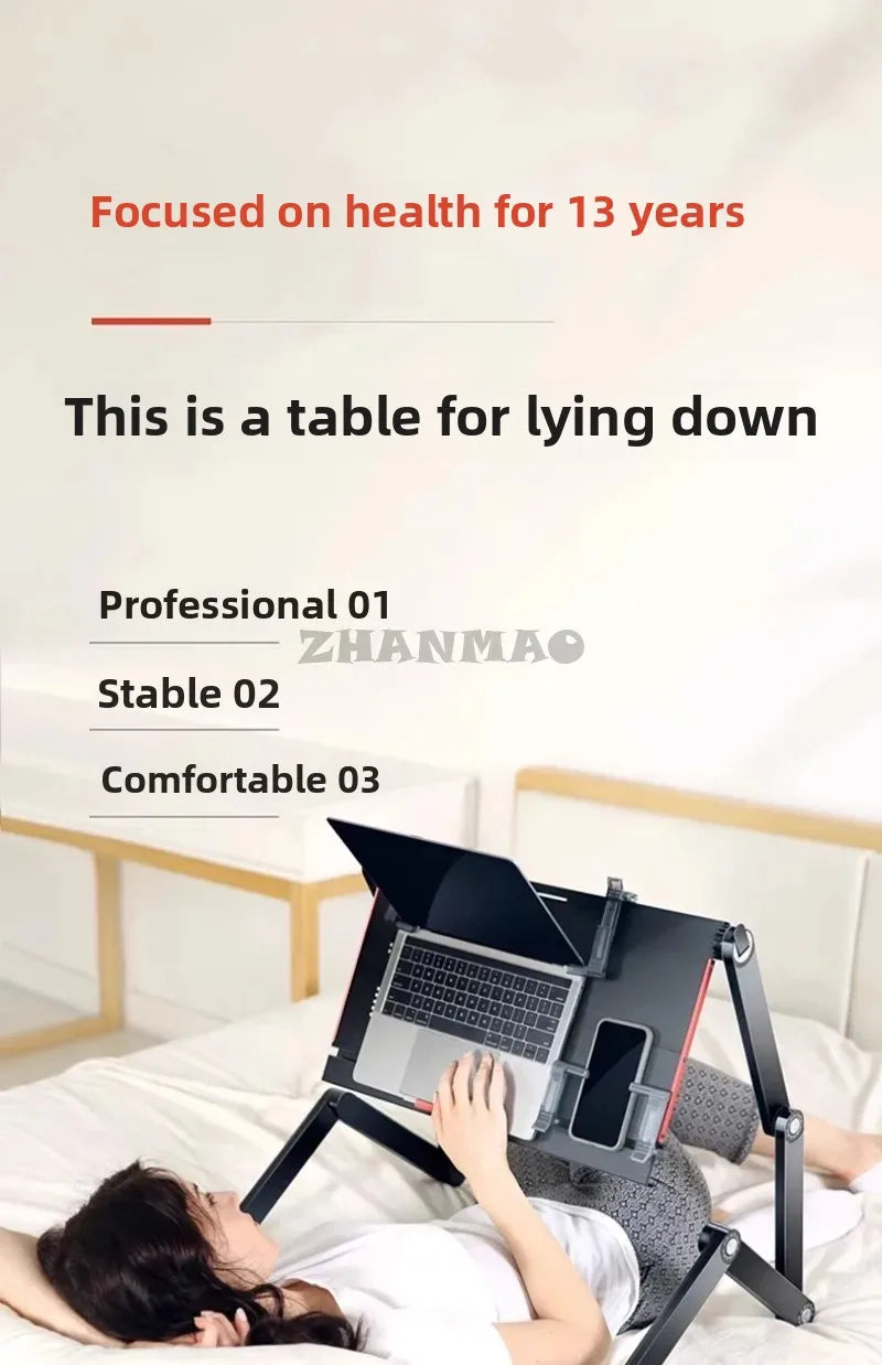 Lying Flat on The Bed, Laptop Desk, Foldable Tablet Stand, Adjustable and Movable, Writing Desk for Lying Down Desk Table