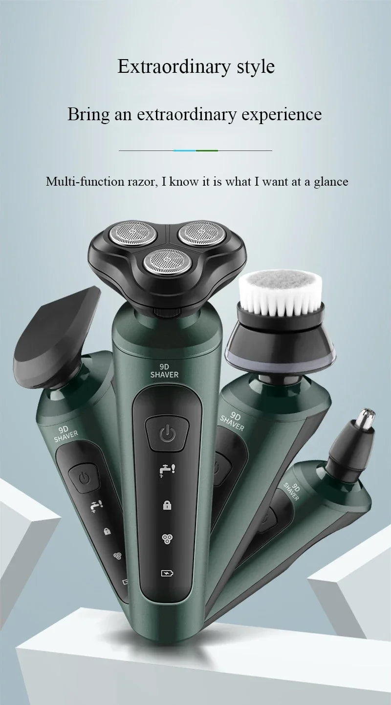Electric Shavers for Men Waterproof Electric Trimmer Razor Wet &amp Dry Use Rechargeable Battery Rotary Shavers Machine Shaving
