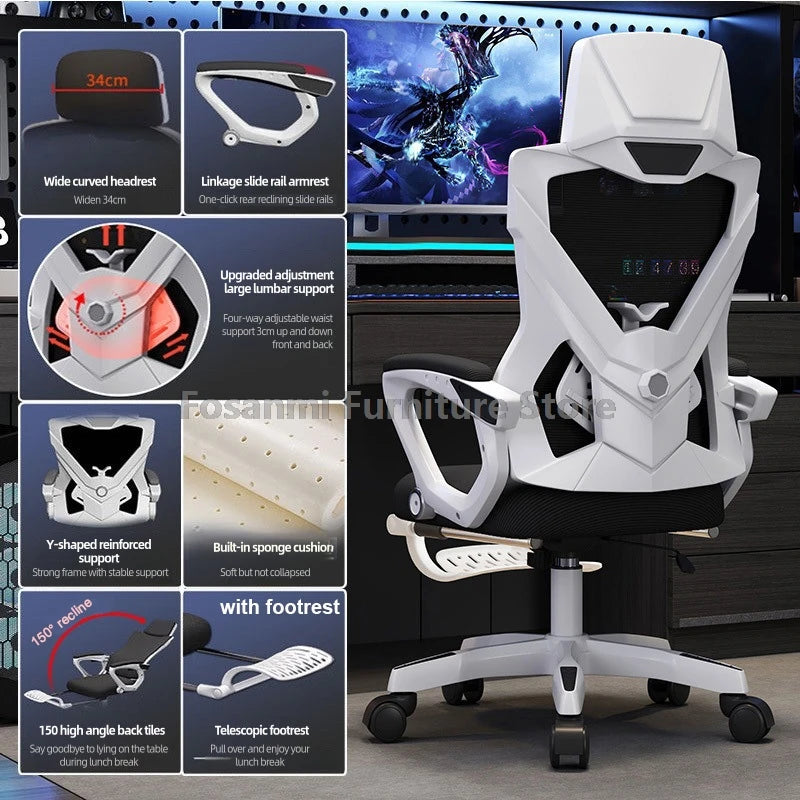 Breathable High Elastic Mesh Office Chair Comfortable Gaming Computer Chairs Adjustable Home Gamer Desk Swivel Chair Reclining