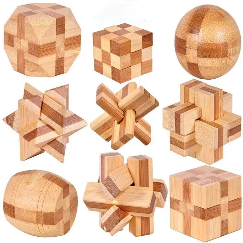 Wooden Kong Ming Lock Lu Ban Lock IQ Brain Teaser Educational Toy for Kids Children Montessori 3D Puzzles Game Unlock Toys Adult