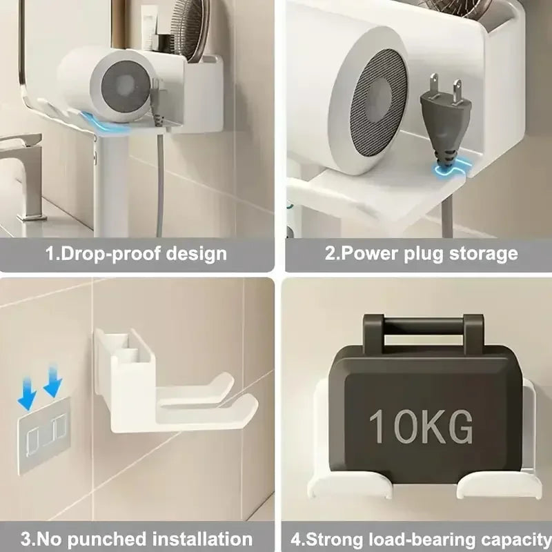 Hair Dryer Holder Wall Dryer Cradle Straightener Stand Hairdryer Organizer Box Toilet Blower Holder Shelf Bathroom Accessories