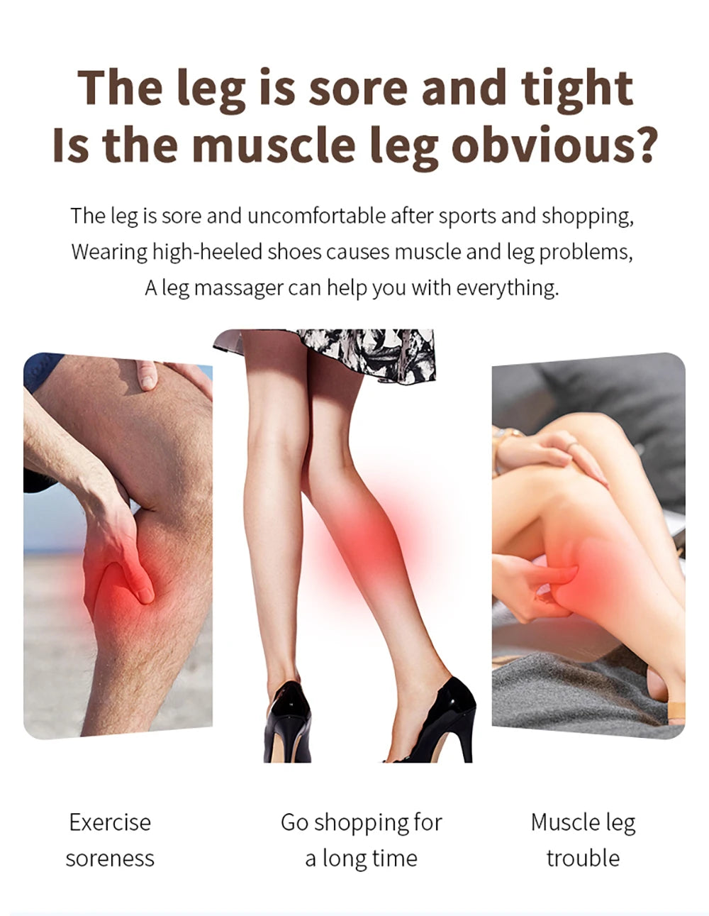 Electric Heated Calf Massager Wireless Air Pressure Leg Massager Hot Compress Calf Massage Machine Promote Blood Circulation