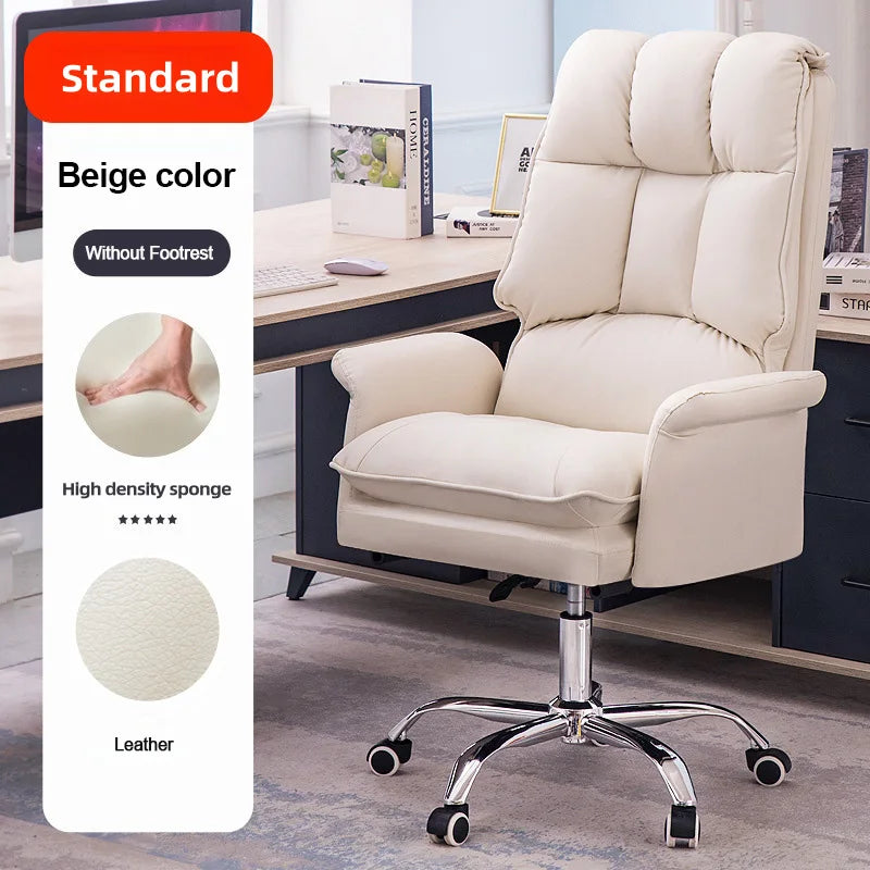 Boss Computer Chair Home Office Computer Sofa High Backrest PU Leather Ergonomic Reclining Swivel Seat for Home Study Backrest