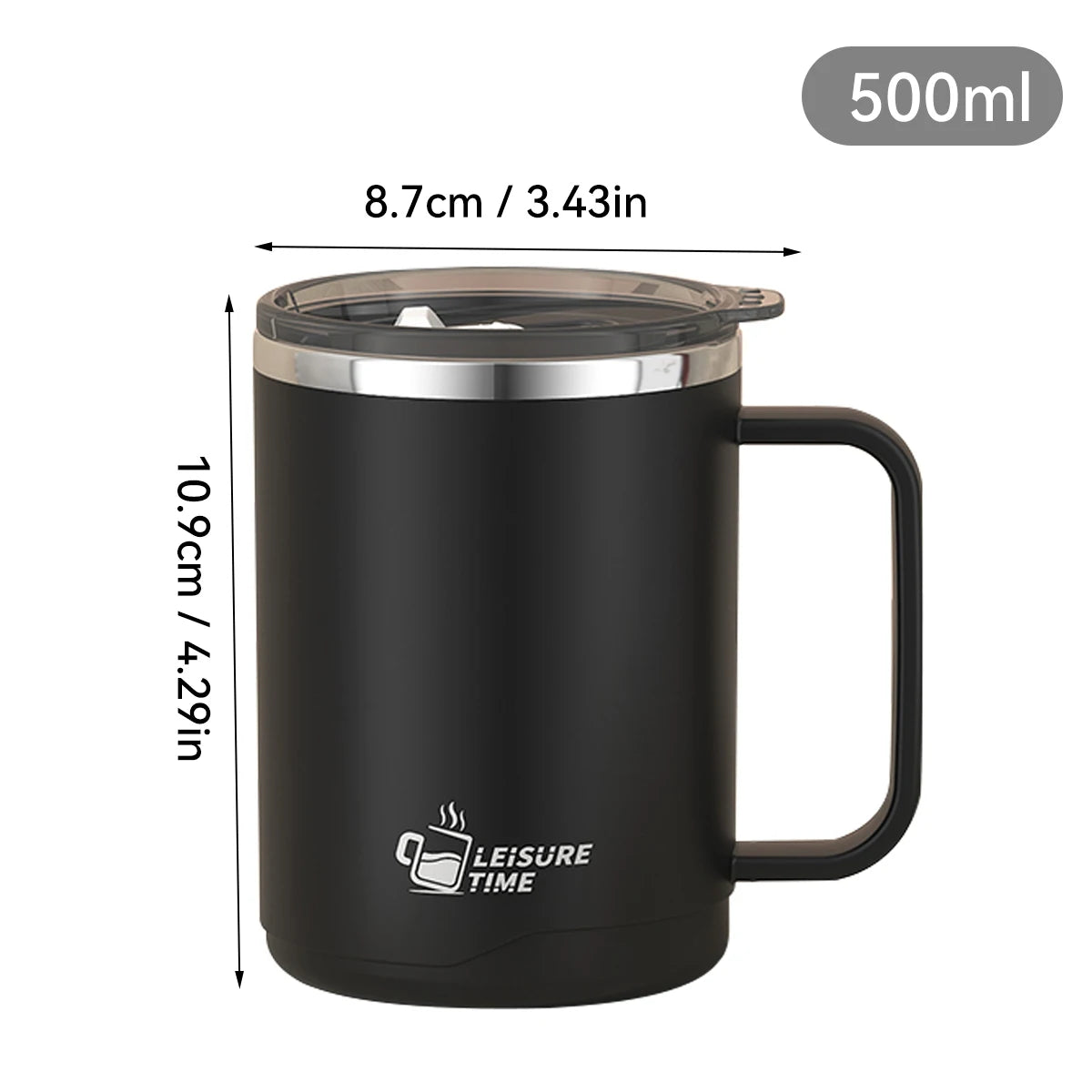 500ml Double-layer Mug 304 Stainless Steel Insulated Coffee Cup With Handle Portable Sealed Water Cup Drinkware For Student Kid