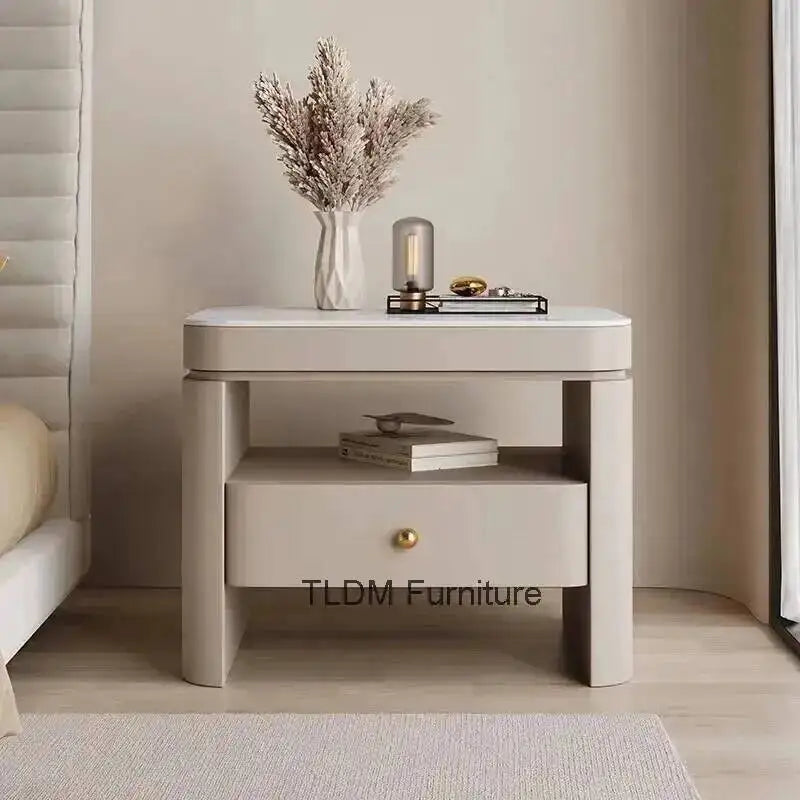 Aesthetic Luxury Bedside Table Unique Trendy Design Storage Nightstands With Drawers Mesita De Noche Bedroom Furniture