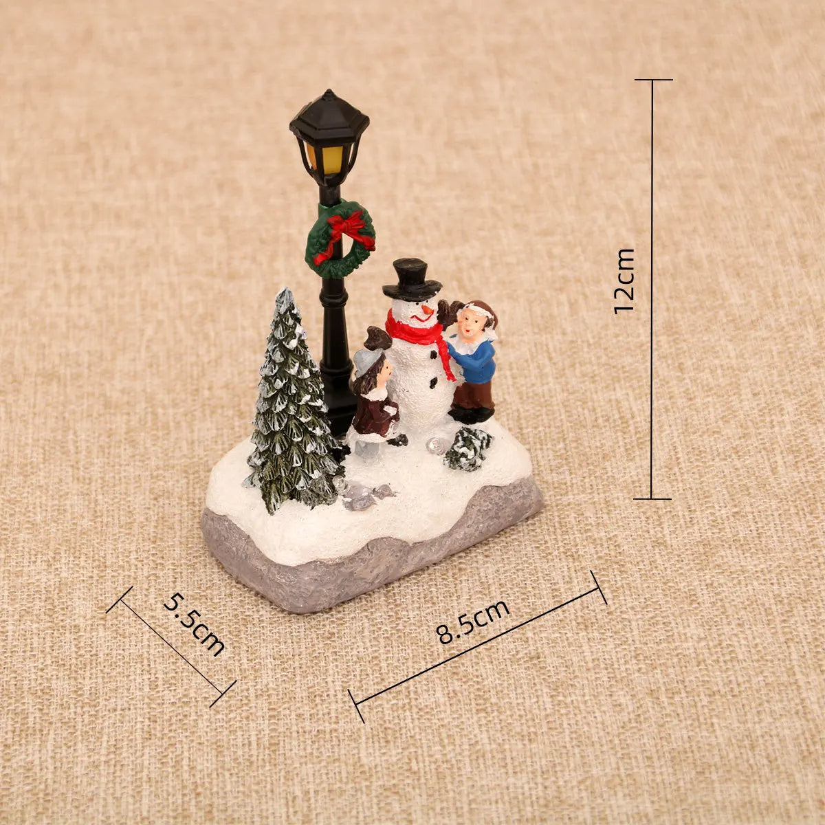 LED Light-emitting Christmas Decorative Ornaments Small House Micro Landscape Christmas Snowman Street Lamp Ornaments Xmas Gifts