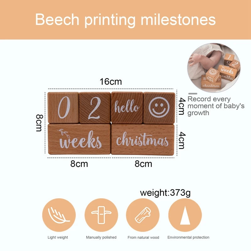 7pcs/set Wooden Baby Month Milestone Digit Record Card Newborn Birthday Gift Souvenir Baby Photo Photography Accessorie With Box