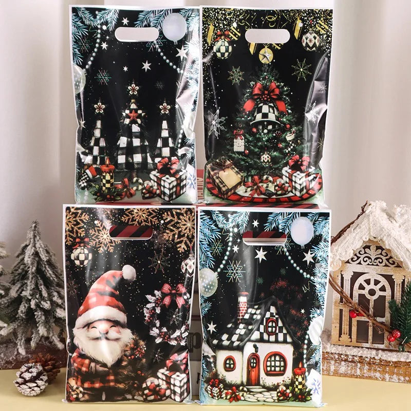 50pcs Christmas Gift Bags Christmas Decorations for Home 2025 Xmas Gifts New Year 2026 Santa Claus Snowman Candy Packaging Bags