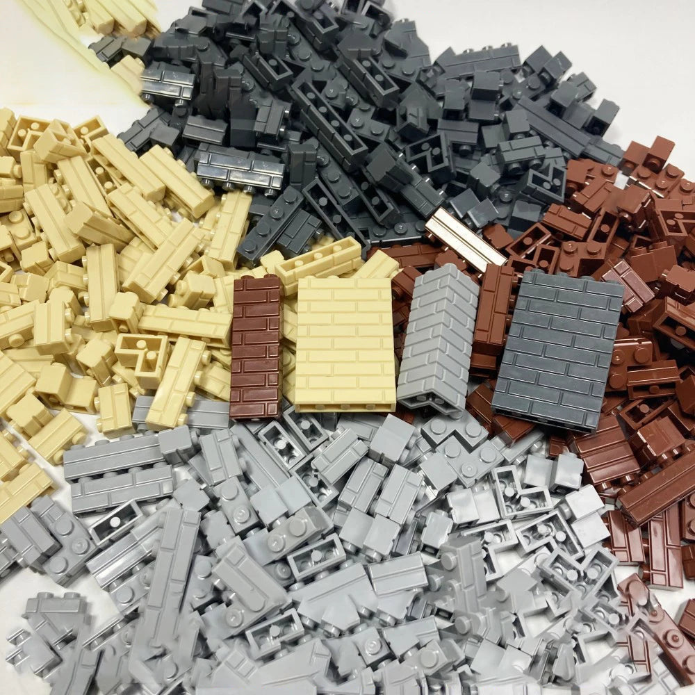 120PCS Random Striped Bricks MOC Building Blocks Toys Palace Castle Creative Figures Military City House Wall DIY Parts